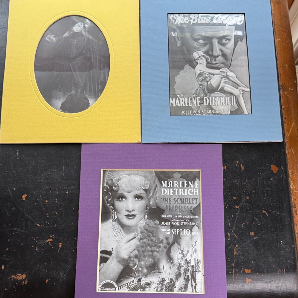 Classic Movie Poster Picture Frame Set - Yellow, Blue, and Purple (3 total).